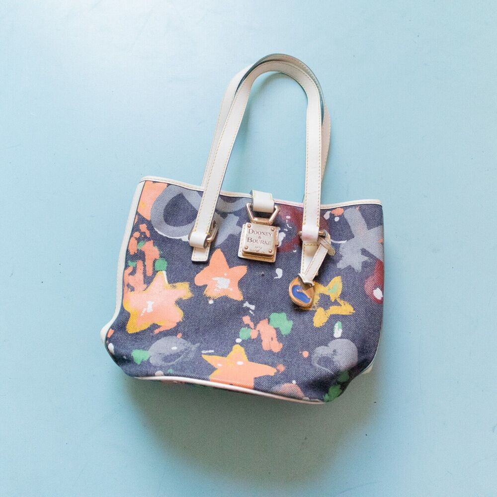 Dooney & Bourke Hand Painted Graffiti Splatte Canvas Bucket Shoulder Tote Bag